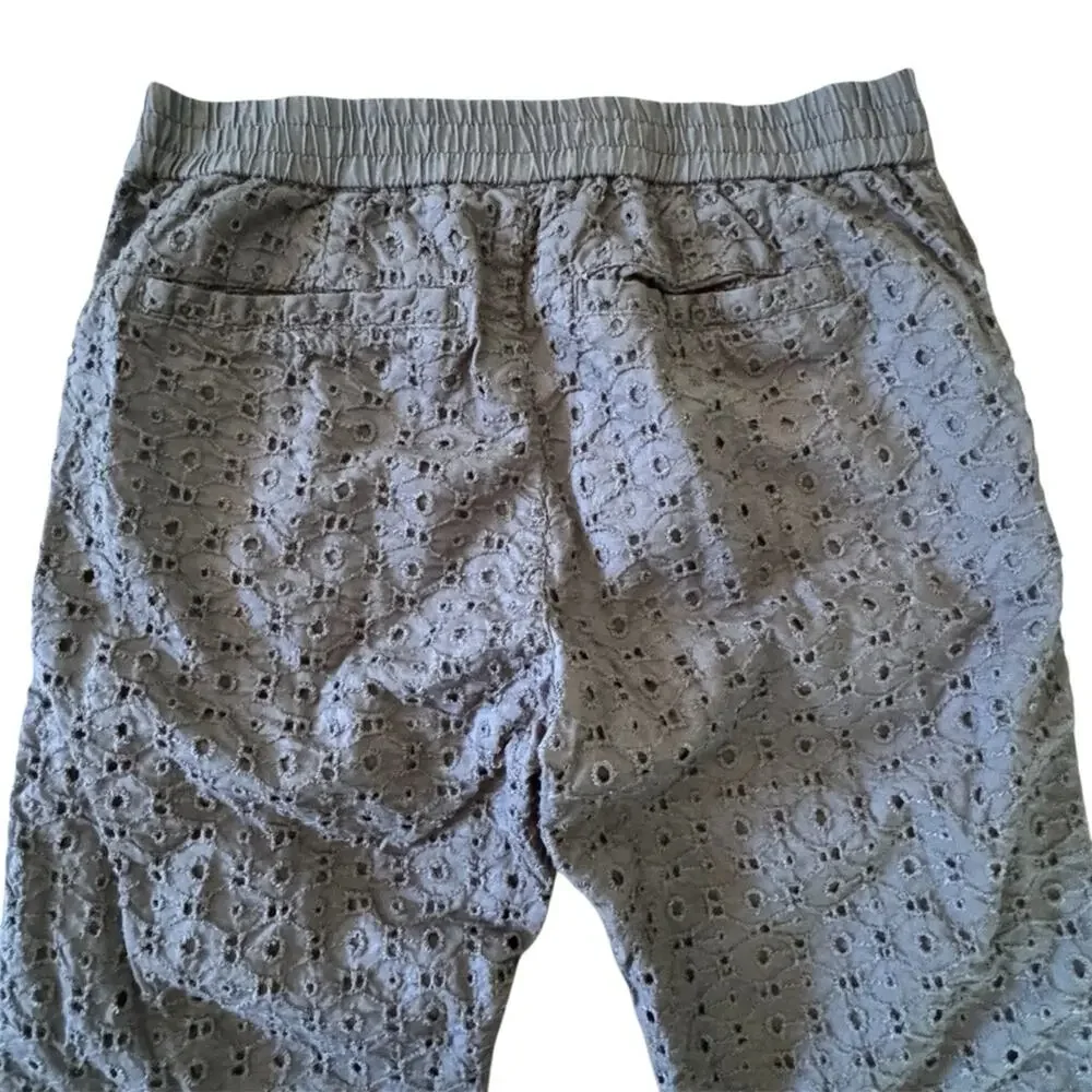 Gap Kids Girls Gray Cotton Eyelet Pants Airy Breathable Size M (8)